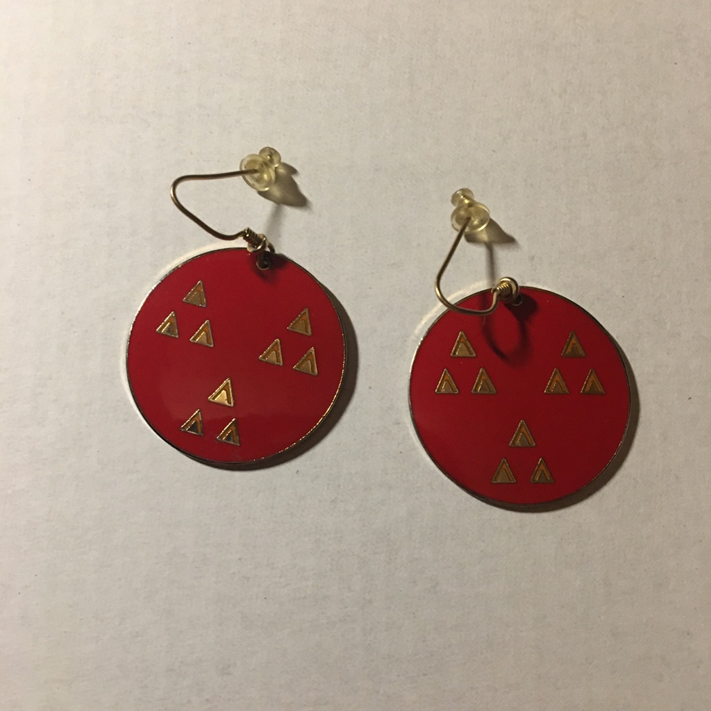 Vintage Laurel Burch Gold Tone Red Earrin 25$